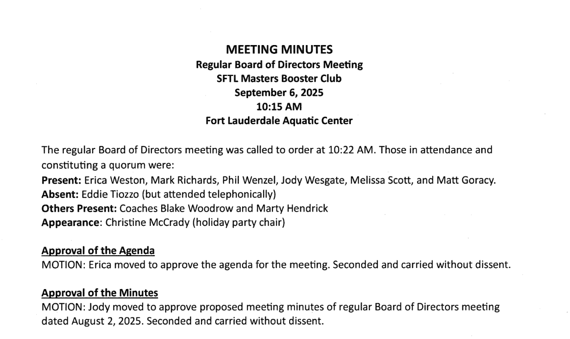 Sep-6 Board Meeting